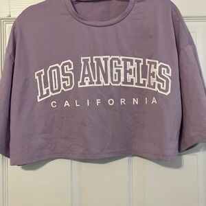 SHEIN Lavender Los Angeles California Women’s M Casual Crop Top